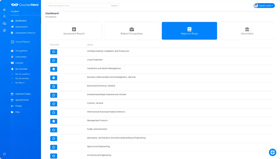 Choose your major with your counselHero admin