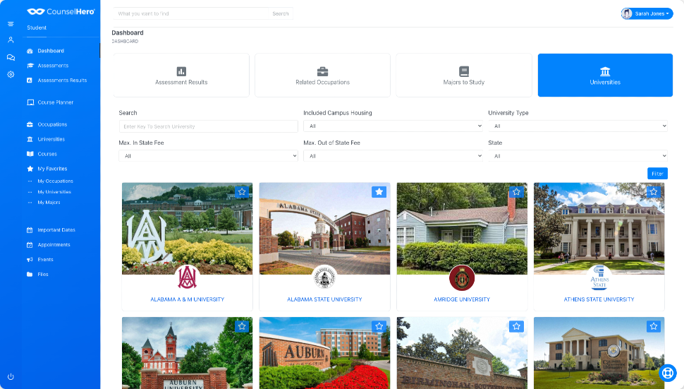 Find a University with counselHero